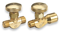 Acetylene/Fluorinated Gases CGA-023 1/4 Inch (in) National Pipe Thread (NPT) Male Inlet B-Size Male Left Hand (LH) Outlet Brass Body Valve