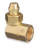 CGA-520 "B" Tank Acetylene Cylinder to CGA-510 POL Acetylene 90 Degree Regulator Adapter