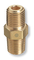 1/4 Inch (in) Male x 1/4 Inch (in) Male National Pipe Thread (NPT) Brass Bushing