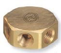 Brass Manifold Hex Block with 1/4 Inch (in) Female National Pipe Thread (NPT) Size Side Outlets