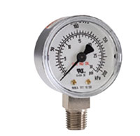 30 psi Maximum Working Pressure and 1/4 Inch (in) National Pipe Thread (NPT) Bottom Port Gauge