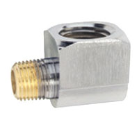 1/4 Inch (in) National Pipe Thread (NPT) Female to 1/8 Inch (in) National Pipe Thread (NPT) Female 90 Degree Pipe x Pipe Thread Angle Adaptor