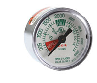 4000 psi Pressure and 1-1/2 Inch (in) Outside Diameter (OD) Back Port Oxygen Gauge