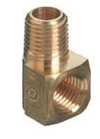 90 Degree (º) 1/4 x 1/4 Inch (in) National Pipe Thread (NPT) Female to Male 1000 psig Maximum Pressure Brass Elbow