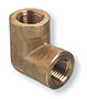 1/4 x 1/4 Inch (in) National Pipe Thread (NPT) Female to Female 3000 psig Maximum Pressure Brass 90 Degree Elbow