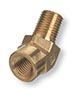 1/4 x 1/4 Inch (in) National Pipe Thread (NPT) Female to Male 1000 psig Maximum Pressure Brass 45 Degree Elbow