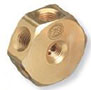 Brass Manifold Hex Block with 1/4 Inch (in) Female National Pipe Thread (NPT) Size Side/Top Outlets